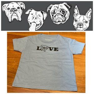 NWOT! SMALL RUMBLE 4T Blue Screen Printed English Bulldog Dog T-Shirt Tee